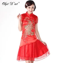 2017 Hot New Women Vintage Embroidery Phoenix Cheongsam Lace Silk&Satins Chinese Tang Suit Traditional Wedding Cheongsams Dress