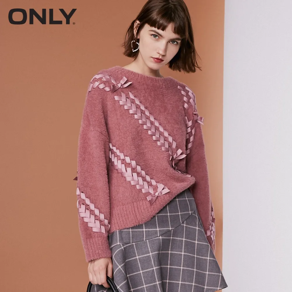 Ceny Tylko damski zimowy nowy długi, aksamitny sweter z okrągłym dekoltem krawat długi, aksamitny dzianinowy | 118313559