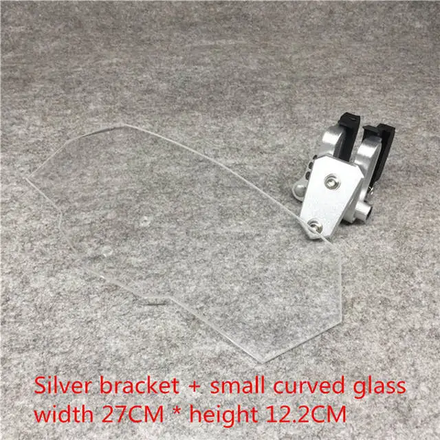 Airflow Adjustable Windscreen Wind Deflector Universal Motorcycle Windshield for Kawasaki BMW Ducati honda Benelli Triumph Yamah Small curved silver