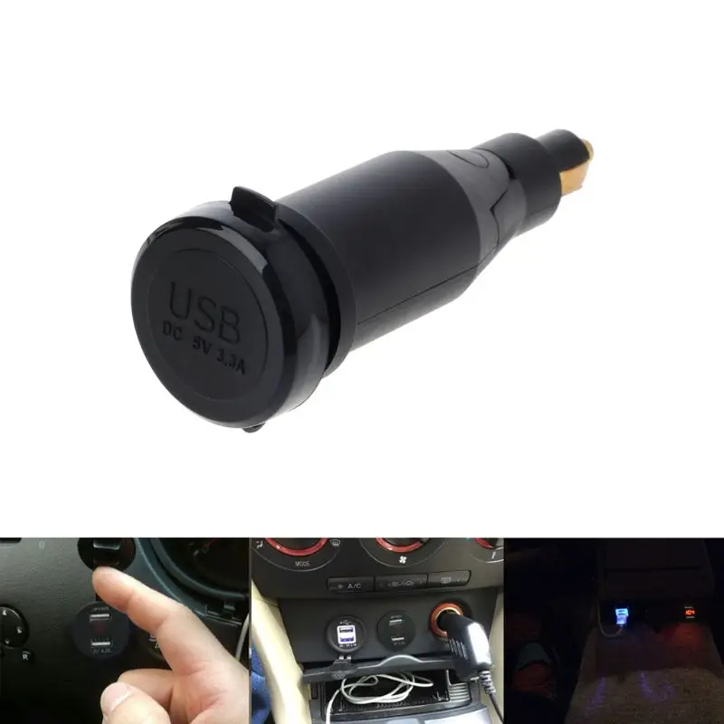 

For DIN3.1A Motorcycle Waterproof Power Dual USB Charger With Cigarette Lighter For BMW Hella DIN Motor Accessories 10166