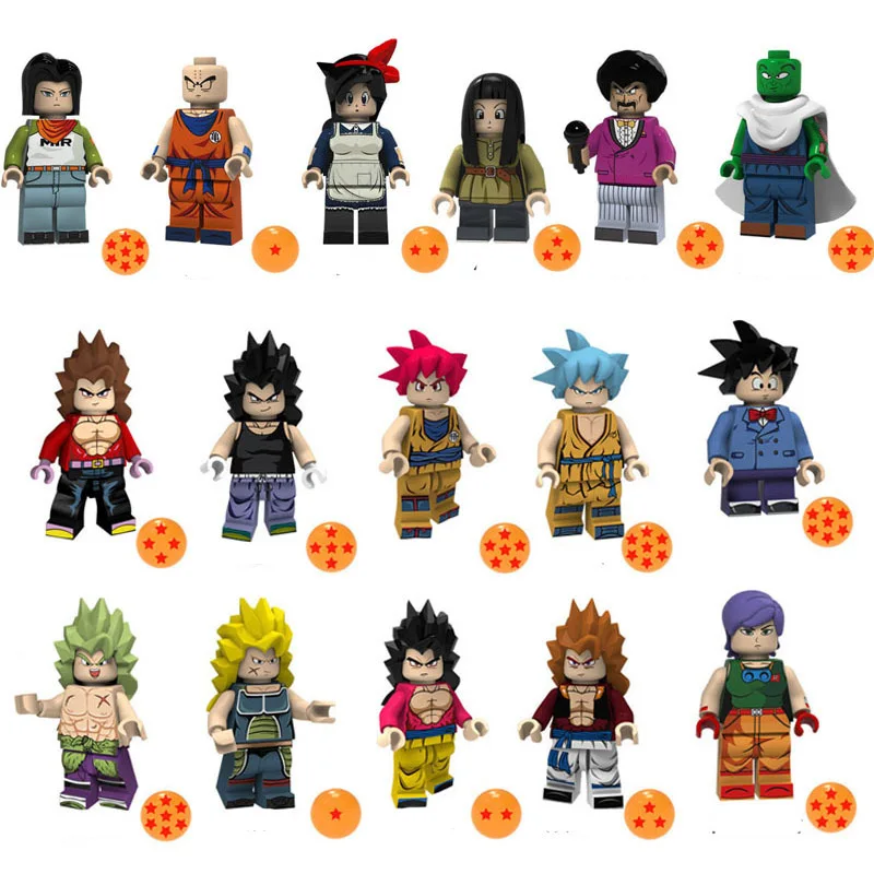 

16pcs figurine Dragon Ball GT Super Saiyans Figure Toy Vegeta Goku Gogeta Figures Building Blocks Toy for Children Gift Kids toy