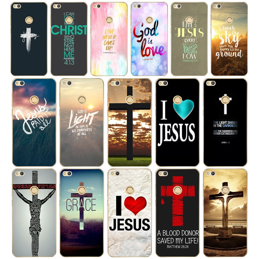 

56DF Christian Jesus The Cross 02 Hard Transparent Cover Case for Huawei p8 P20 honor 9 Lite mate 10 pro y6 y5 2017