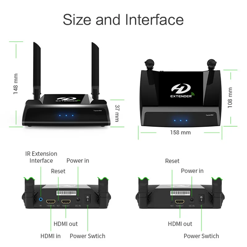 2,4G/5G 1080P беспроводной HDMI AV видео передатчик приемник ИК удлинитель до 100 м hdmi удлинитель HDMI конвертер HDMI кабель AVC580