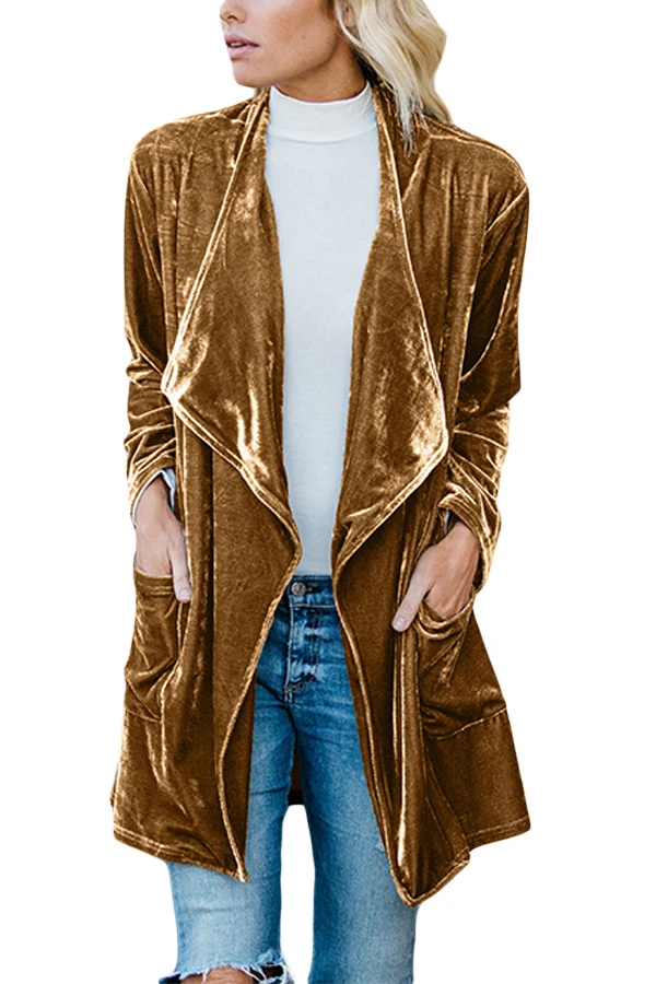 Bronzing-Draped-Open-Front-Velvet-Jacket-LC85253-7-1