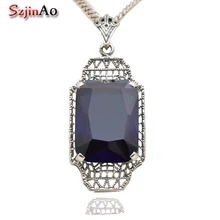 Szjinao Панк серебро восстановление древних способов 925 серебряное с сапфиром Подвеска Украшения Подарки Горячая Распродажа
