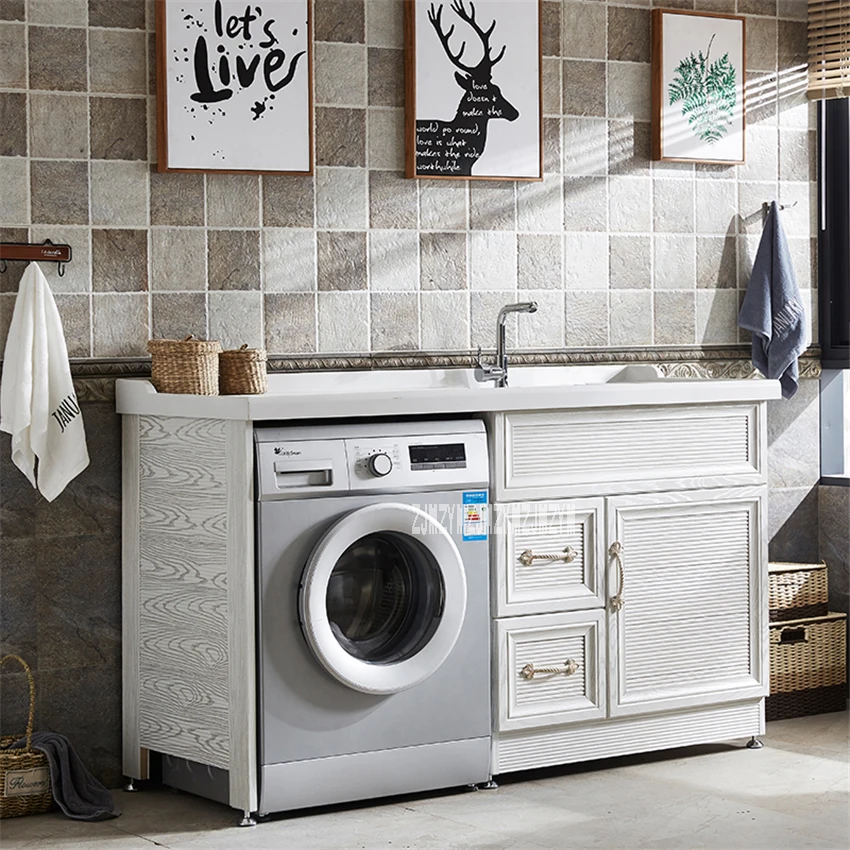 AQ-DW 1.3 M الفضاء الألومنيوم خزانة حمام عالية الجودة شرفة خزانة غسالة الغسيل بركة مزيج مجلس الوزراء