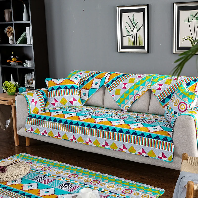 Wliarleo Bohemian Style Sofa Towel Geometric Armrest