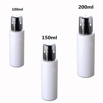 

3ps/lot 100ml High Quality Round White PET Plastic Lotion Bottle With Treatment Pump For Hair Oil Refillable Bottles
