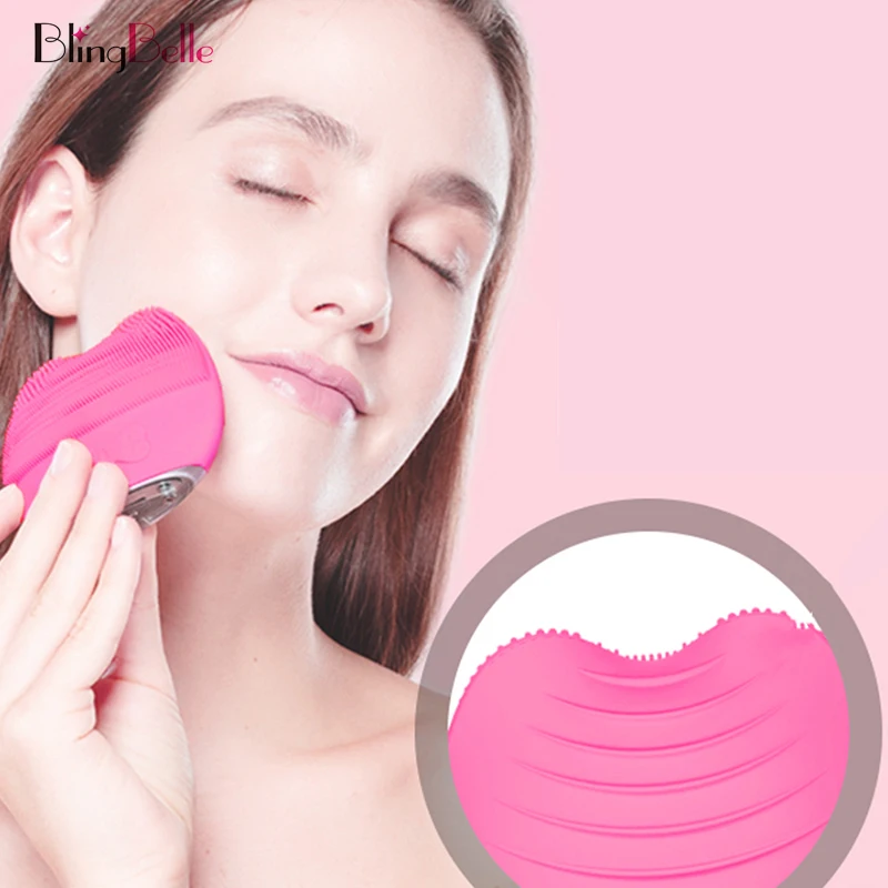BlingBelle Мягкая силиконовая Очищающая щетка для лица мытья высокочастотного Usb