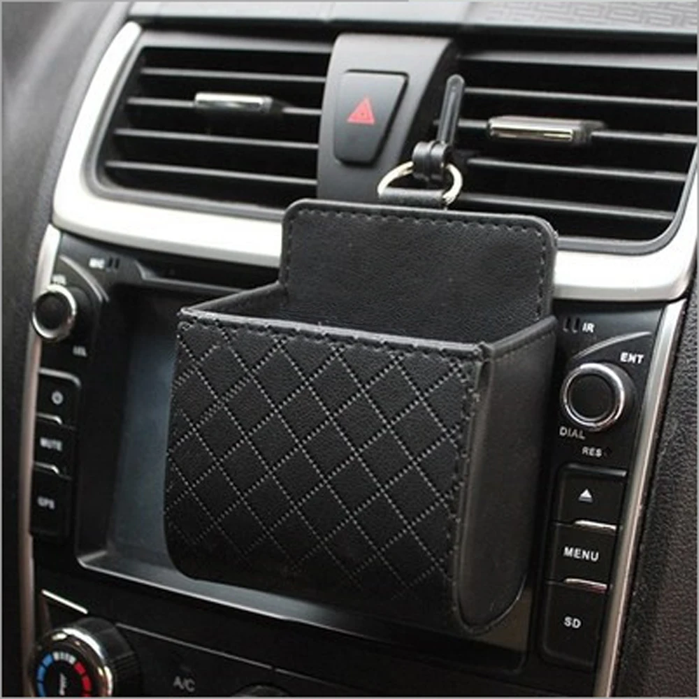 Car Organizer Box Bag Air Outlet Dashboard Hanging Leather Universal