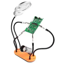 Паяльная подставка Мути помощь третьей руки инструмент с гибкими рукоятками для печатной платы 360 градусов Крокодил Зажимы светодиодный светильник увеличительное