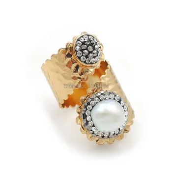 

Pearl Round Pave CZ Thread Ring Adjustable Approx 20 mm
