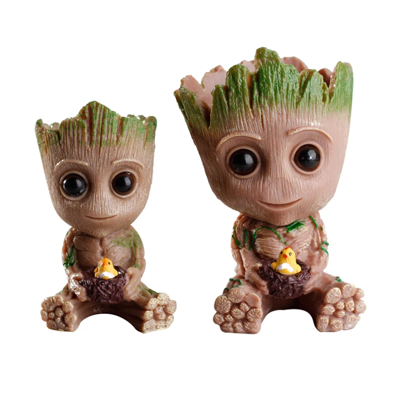 

Cute Home Decoration Flowerpot Action Figures Imitated Groot Model Toy Pen Pot Resin Hero Creative Plant Pot Craft Figurine Gift