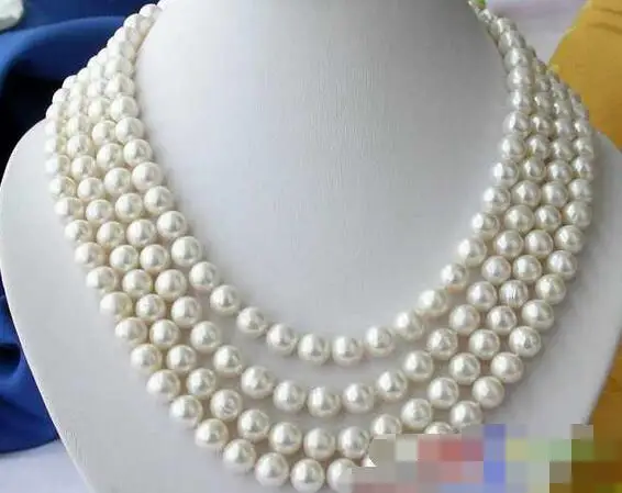 

song voge gem nanJ2270 Details about 4ROW WHITE ROUND FRESHWATER CULTURED PEARL NECKLACE