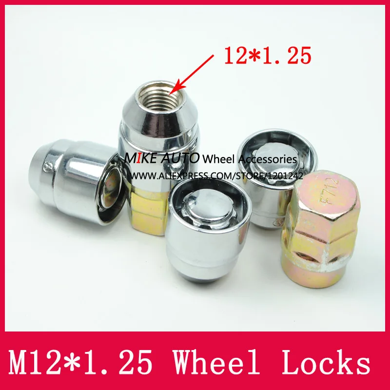 4 гайки + 2 ключа M12x1.25 1 25 для колесных замков противоугонная Защитная гайка