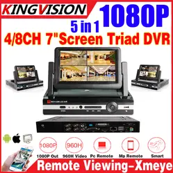 AHDM DVR 4/8 каналов видеонаблюдения AHD HVR аналоговый hd гибридный 7 "ЖК-дисплей DVR/1080 P NVR 4в1 Видео android IOS удаленный мониторинг