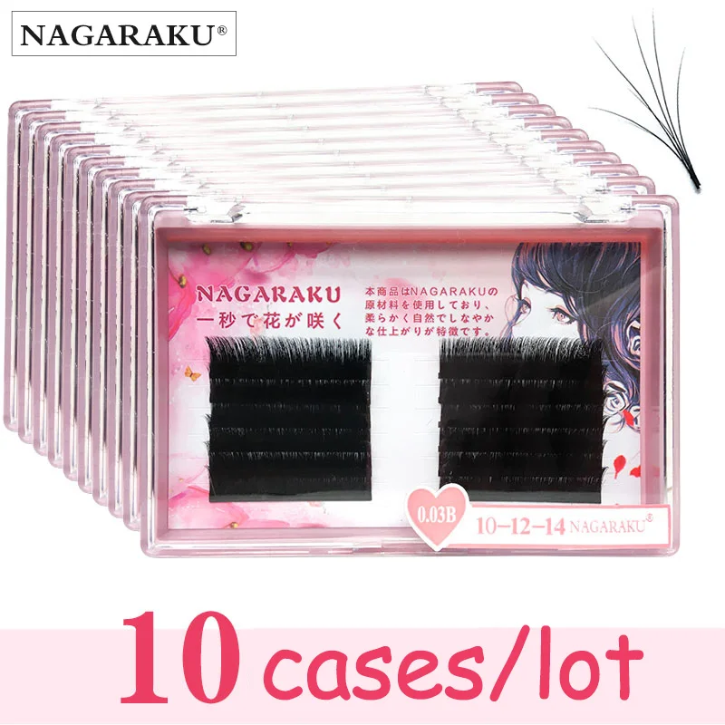 

NAGARAKU 10cases new autofans eyelash easy fanning lashes autofloracion fan Russian volume two-tone lashes make up cilia