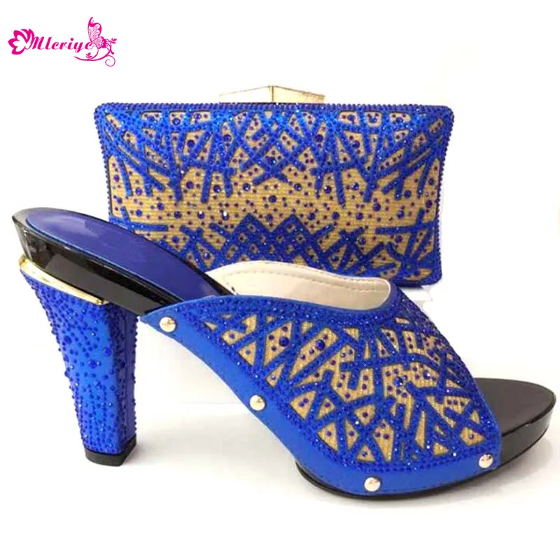 

New Arrival Italian Shoes with Matching Bags Set Decorated with Rhinestone Italian Ladies Shoes and Bag To Match Set Party Shoe