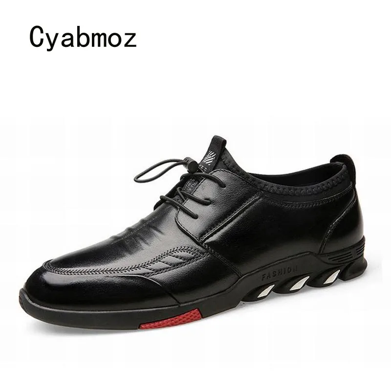 

Cyabmoz Fashion Man Shoes Winter Warm Plush and PU 2 Style inside Men's Split Leather Business Work Lace up Casual Men Shoes