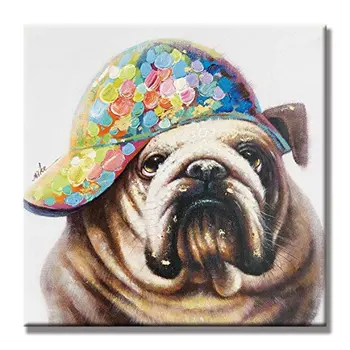 

Large Hand painted Pugs Painting on Canvas wall art canvas oil painting Art picture for living Room bedroom kid's room decor