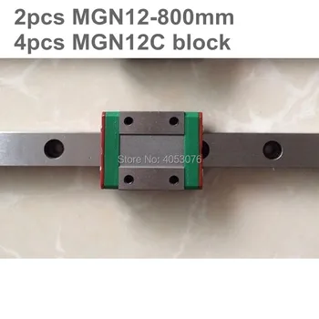 

Linear guide MGN12 miniature linear rail slide 2pcs MGN12- 800mm linear rail guide +4pcs MGN12C carriage for cnc parts