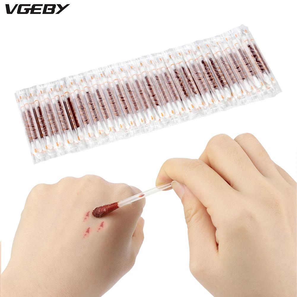 50Pcs Disposable First Aid Kit Iodide Cotton Swab Double headed