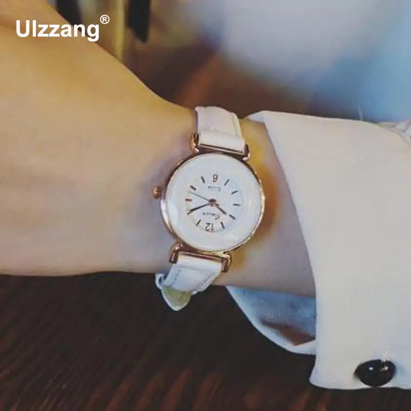 

2018 Unique Round Dial Small Ladies Watch Thin Leather Strap Luxury Women Girl Quartz Wristwatch Montre Femme Gift