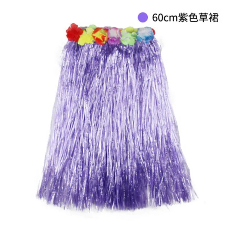 Hawaiian Style Suit Flower Skirt Garland Hula Skirt Dance Party Costume Set Woman Dress Up Hawaii Party Supplies PAT4 (18)