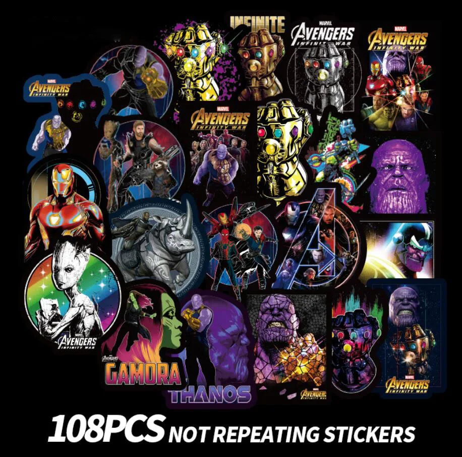 

1 Set Avengers Endgame Stickers Marvel Pegatinas Thanos Infinity Gauntlet Captain Thor Stickers for Luggage Laptop Skate Board