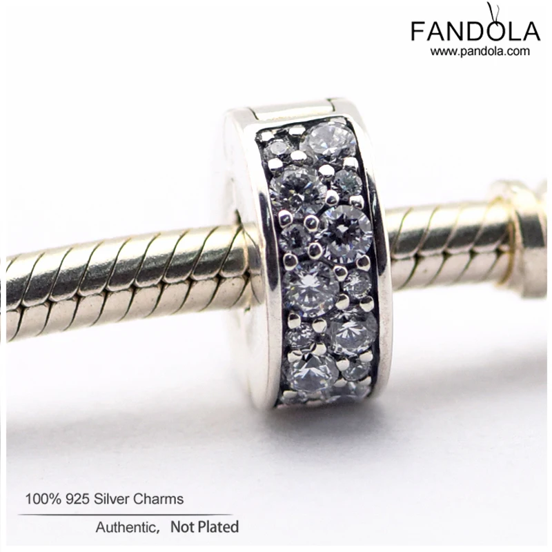 100 925 Sterling Silver Shining Elegance Clip Spacer Charm Beads for Jewelry Making Fits Pandulaso Diy