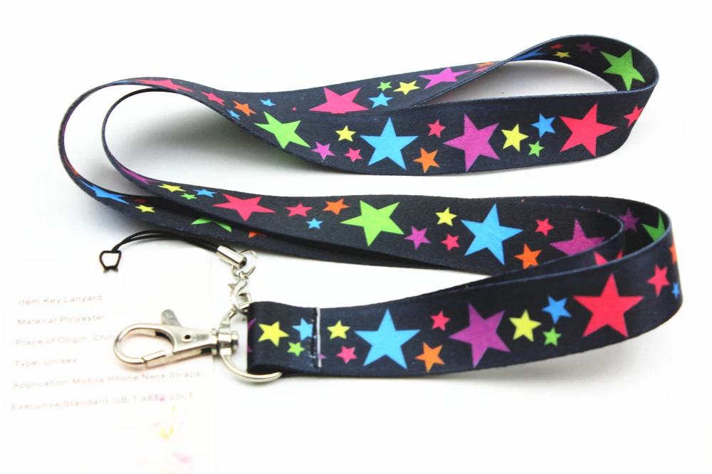 Hensongift цветной Звездный ключ шнурок нагрудные опознавательные Значки для идентификации владельцев звезд мобильный телефон шеи ремни
