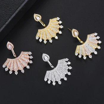 

GODKI Luxury Geometry Stud Earrings Shiny Multicolor Cubic Zircon Women Wedding Dubai Indian Earring pendientes mujer moda 2019