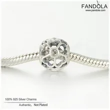 Стерлингового серебра 925 ажурные Primrose цветок Подвески бисер для Для женщин подходит Pandora Браслеты Цепочки и ожерелья Серебряный Шарм ювелирных изделий