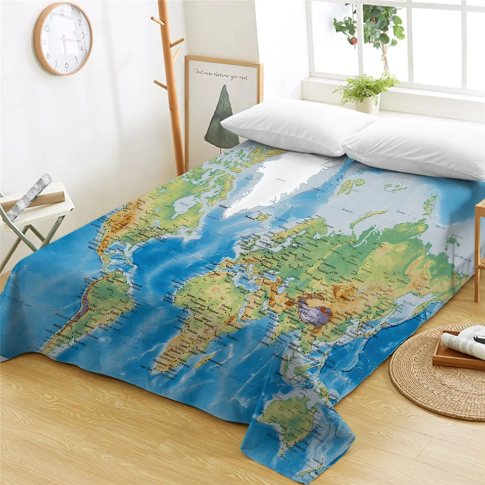 Coffee Cream Soft Decorative Fabric Bedding All-Round Elastic Pocket Full Size Lunarable World Map Fitted Sheet Anthique Old World Map in Retro Colors Vintage Nostalgic Design Art Print 