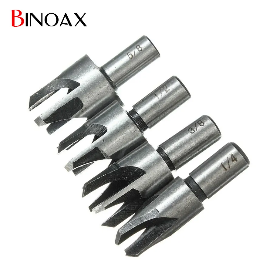 Binoax 4pcs/lot Plug Cutter Drill Bit Set 1/4" 3/8" 1/2" 5/8
