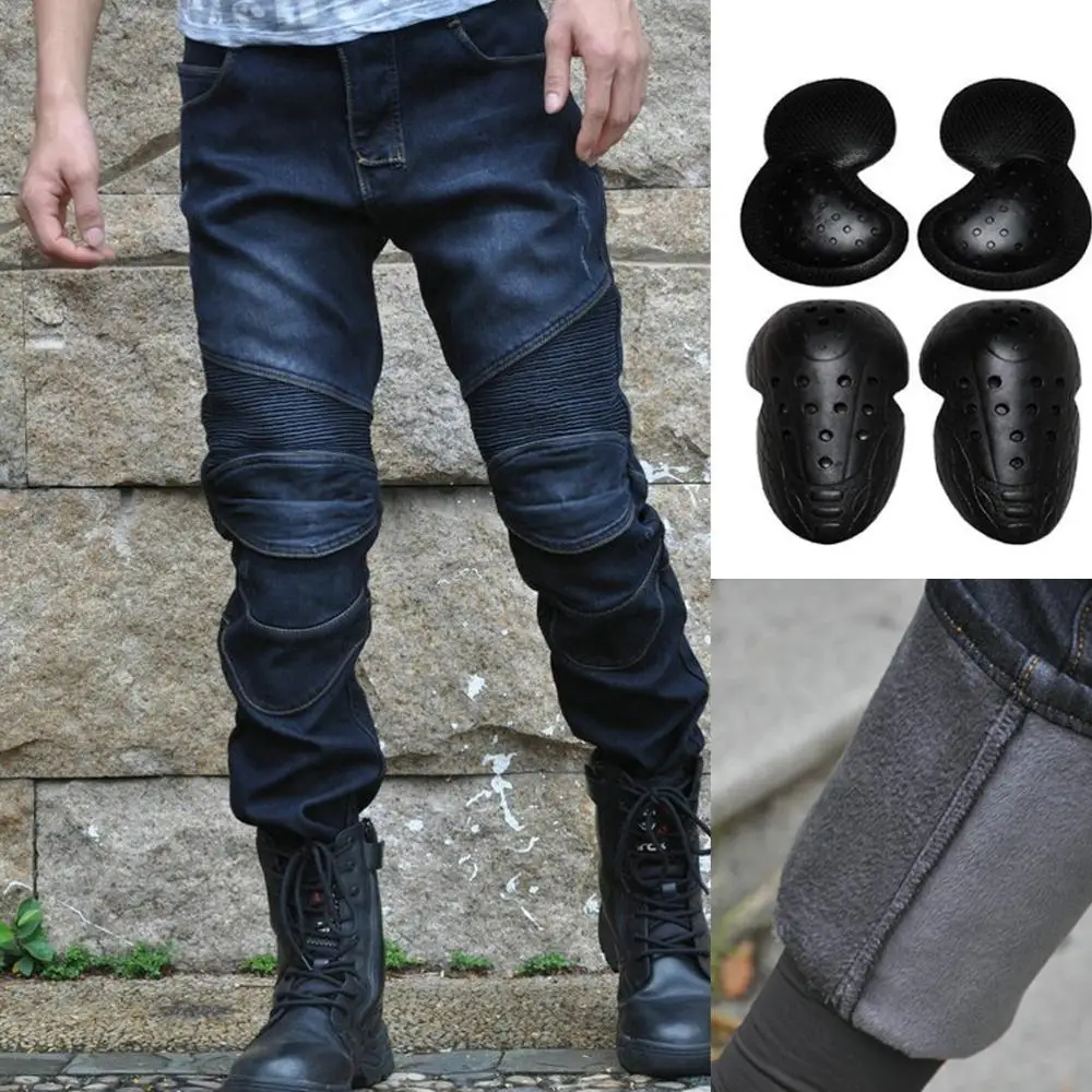 

2019 New Men Motorcycle Riding Pants Plus Velvet Moto Denim Jeans With Upgrade CE Armor Knee Hip Pads Black Blue S-3XL