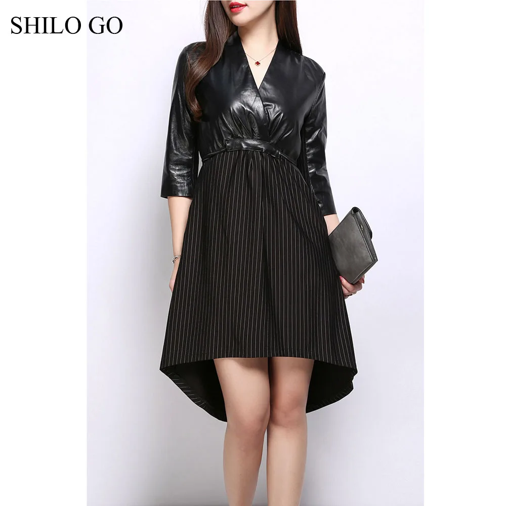 Платье SHILO GO женское Осеннее модное ассиметричное из натуральной овчины с
