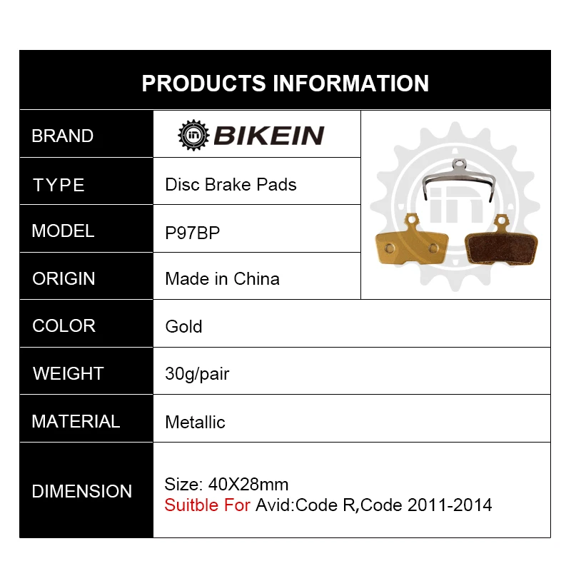 BIKEIN 2 Pairs MTB Bicycle Hydraulic Disc Brake Pads For Avid Sram Code R 2011 2014 Mountain Bike Metallic Pad|disc brake pads|brake padshydraulic