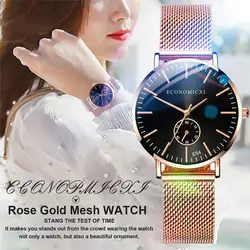 Часы женские люксовый бренд розовое золото часы женские наручные часы сетчатый ремешок Кварцевые женские часы reloj mujer