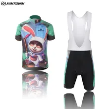 Лидер продаж XINTOWN детский велосипед набор из майки и шорт Зеленый мультфильм детский велосипед одежда команда велосипед ciclismo футболки для горного велосипеда Топ костюмы