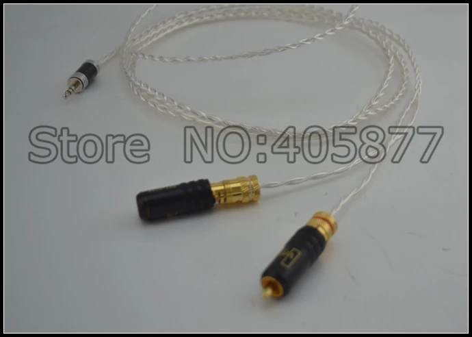 High quality occ silver plated Mini Stereo 3 5mm TO 2 RCA AUX Audio Cable 1M