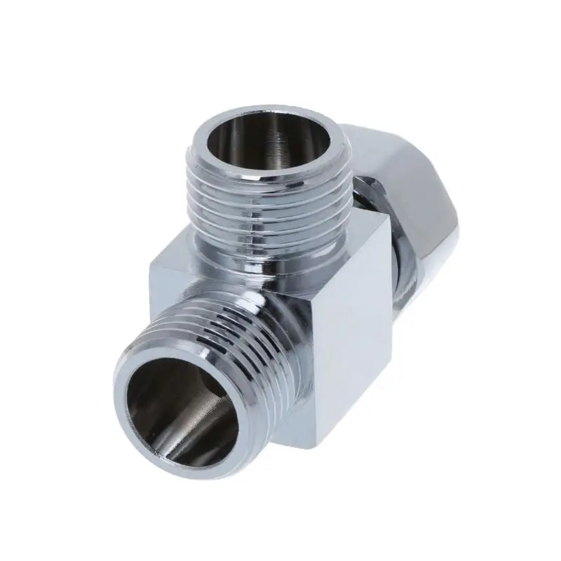 

1/2" Brass Chrome 3 Way Diverter Hose Fitting Tee T Shape Adapter Bath Connector
