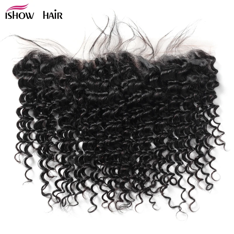 Ishow Malaysian Deep Wave Frontal Ear To Ear Lace Closure 100% Human Hair Closure Free Part Non Remy Hair Frontal Natural Black Ishow Malaysian Deep Wave Frontal Ear To Ear Lace Closure 100% Human Hair Closure Free Part Non Remy Hair Frontal Natural Black