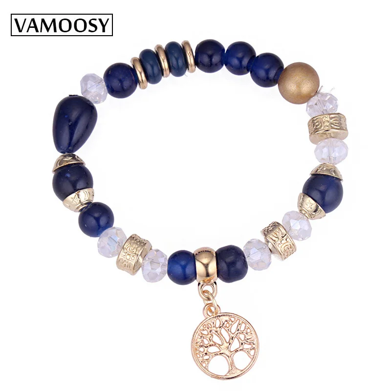 

VAMOOSY Tree of Life Jewelry Yoga Statement Bracelet Stone Healing Protection Elastic Beaded Bracelet Spiritual Women Jewelry