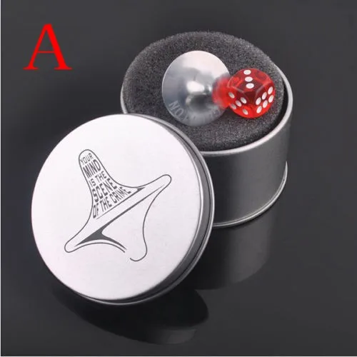 New Metal Gyro Great Accurate Silver Spinning Top Hot Movie Totem Print Spinning Top Birthday Gifts - Цвет: A