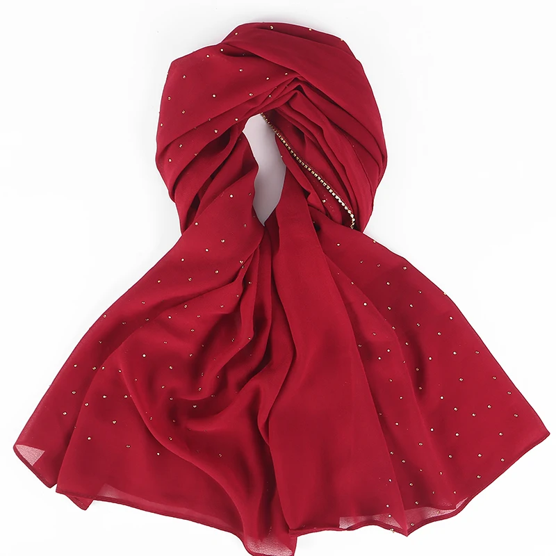 20 шт./лот женские блестящие простые блестящие с кристаллами для шарфа solider цвет пузырьковый шифоновый шарф платок мусульманский шарф