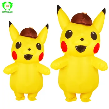 

Inflatable detective pikachu figure Costumes Halloween Cosplay Large Pokemon Mascot Costume for Kids Adults Men Women Party