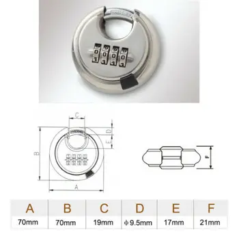 

4 Digits Disc Padlock Hardened Stainless Steel Combination Security Round Lock