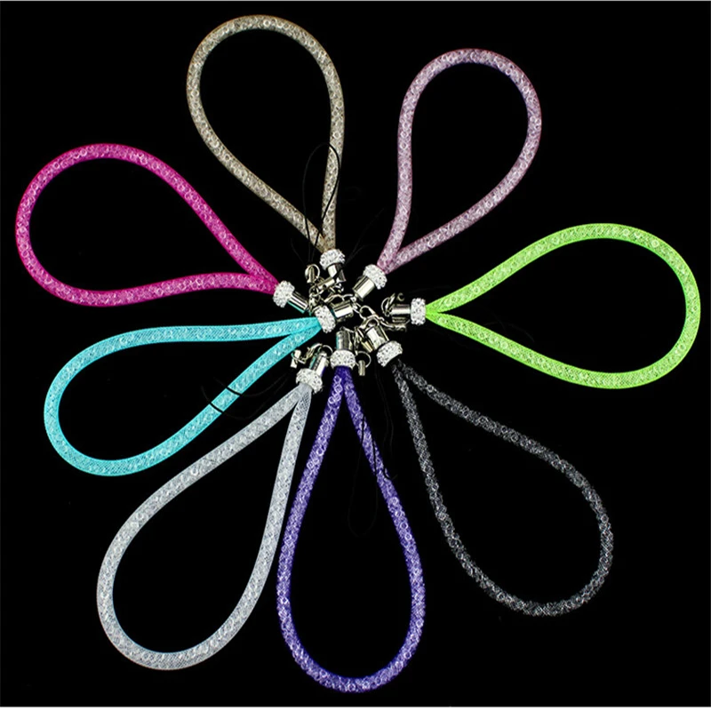 New Crystal lanyard wrist hand cell phone mobile chain straps keychain