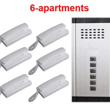 Товар прямая Пресс ключ аудио дверной телефон Домашний домофон аудио дверной звонок для 6 квартир, 2-проводной аудио система внутренней связи